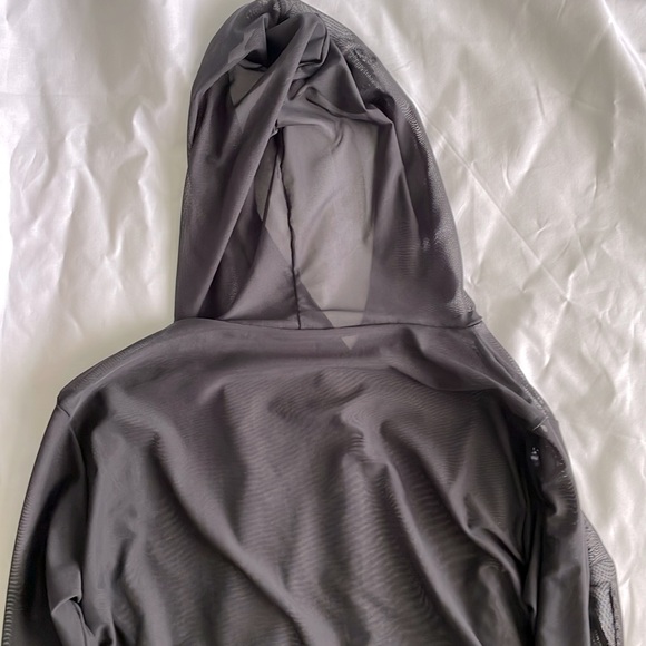 Black Mesh Hoodie with Neon Pink Tank Top - Picture 2 of 4